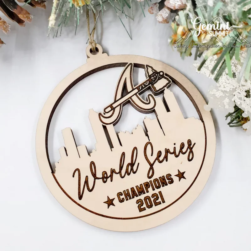 Atlanta Braves Mlb World Series Champions 2021 Christmas Wood Ornament 1