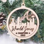 Atlanta Braves Mlb World Series Champions 2021 Christmas Wood Ornament