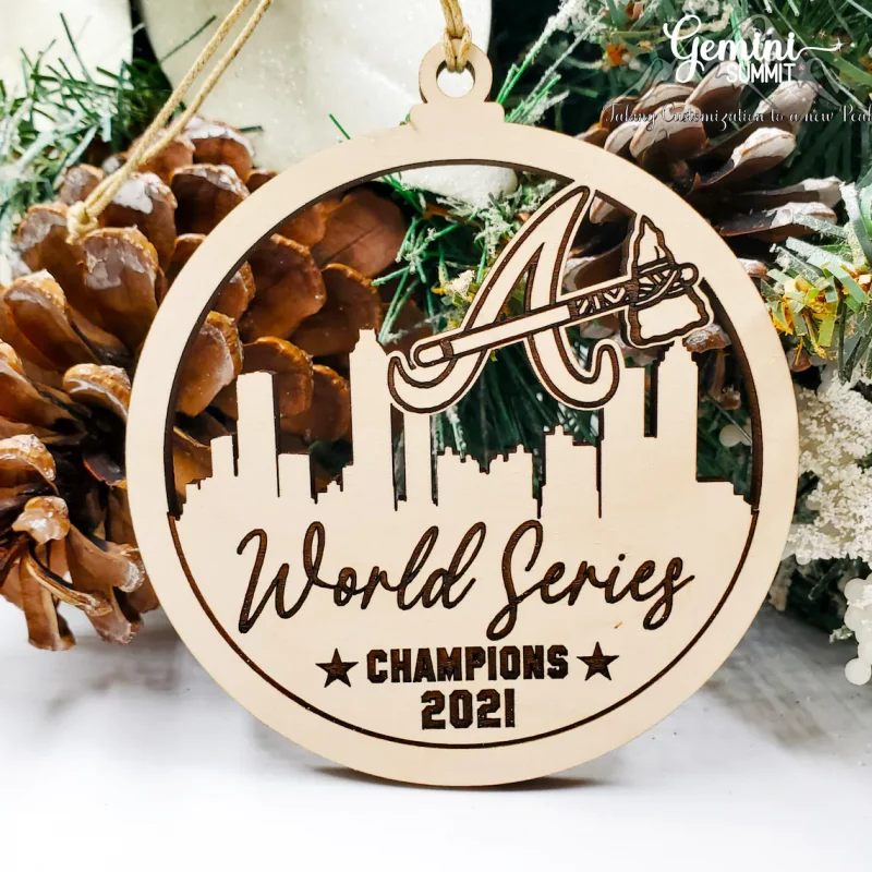 Atlanta Braves Mlb World Series Champions 2021 Christmas Wood Ornament 2