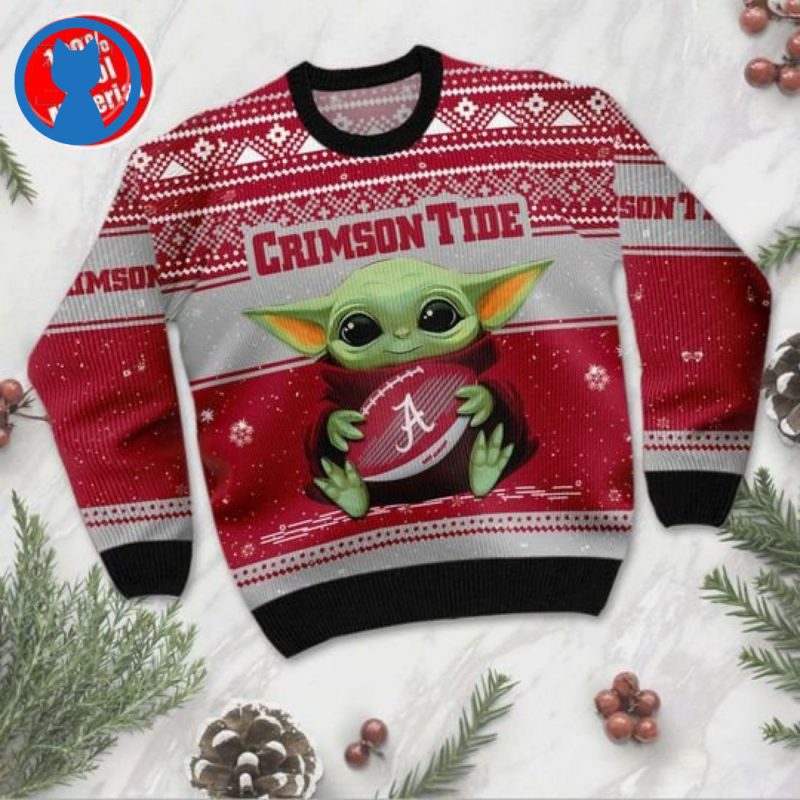 Baby Yoda Alabama Crimson Tide Ugly Christmas Sweater 1