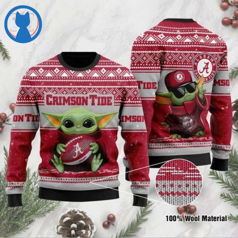 Baby Yoda Alabama Crimson Tide Ugly Christmas Sweater