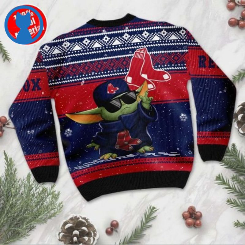 Baby Yoda Boston Red Sox Ugly Christmas Sweater 1