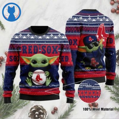 Baby Yoda Boston Red Sox Ugly Christmas Sweater