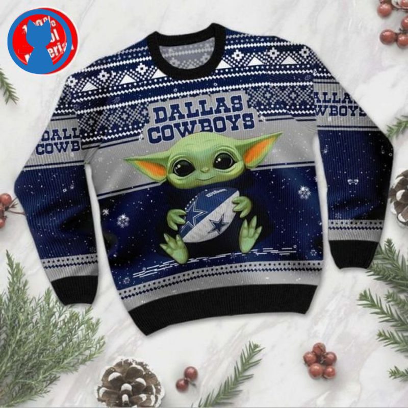 Baby Yoda Dallas Cowboys Ugly Christmas Sweater 1