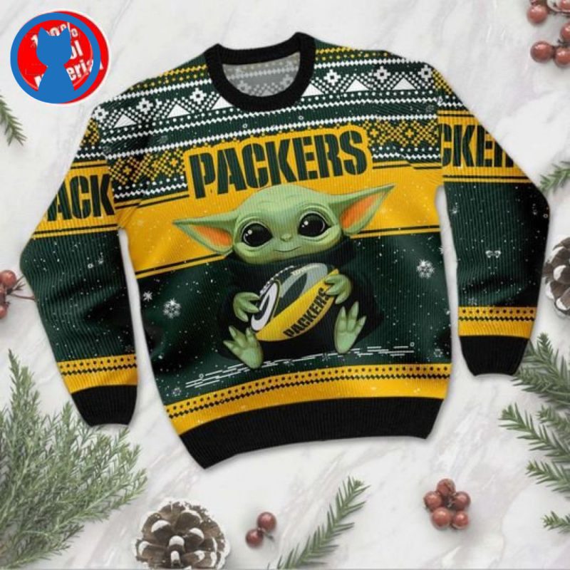 Baby Yoda Green Bay Packers Ugly Christmas Sweater 1