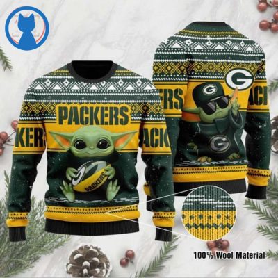 Baby Yoda Green Bay Packers Ugly Christmas Sweater