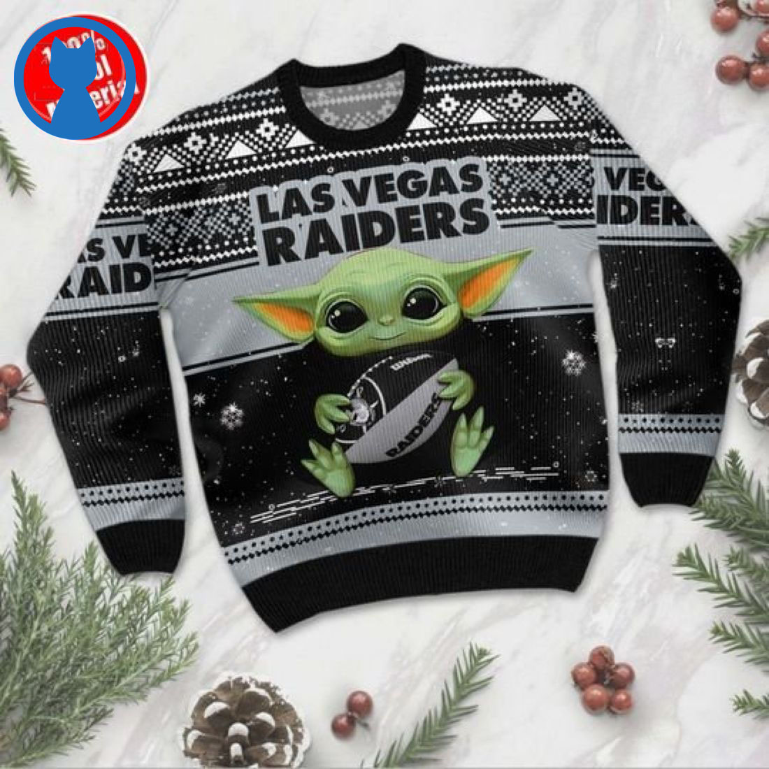 Baby Yoda Las Vegas Raiders Christmas Ugly Sweater - REVER LAVIE