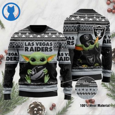 Baby Yoda Las vegas raiders Ugly Christmas Sweater