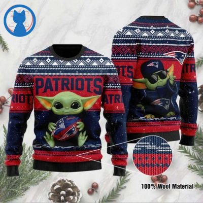 Baby Yoda New England Patriots Ugly Christmas Sweater