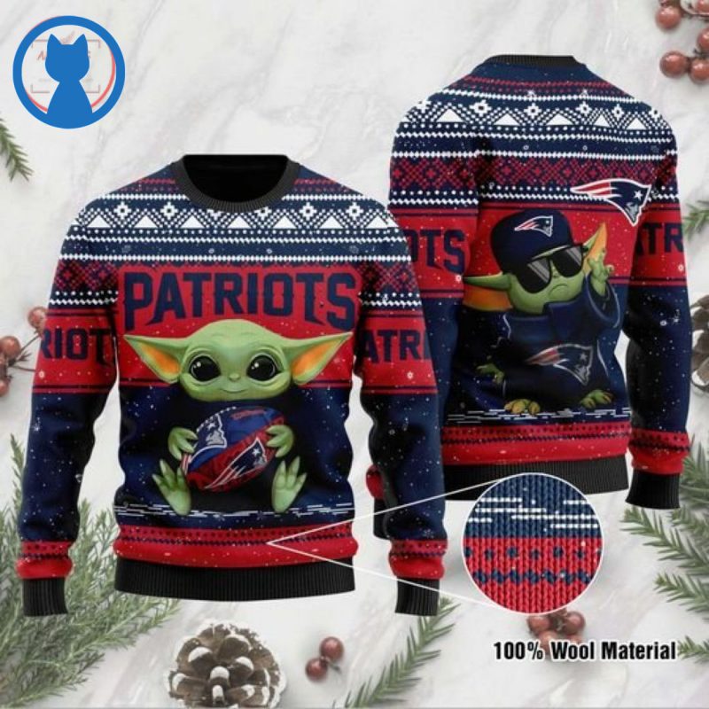 Baby Yoda New England Patriots Ugly Christmas Sweater