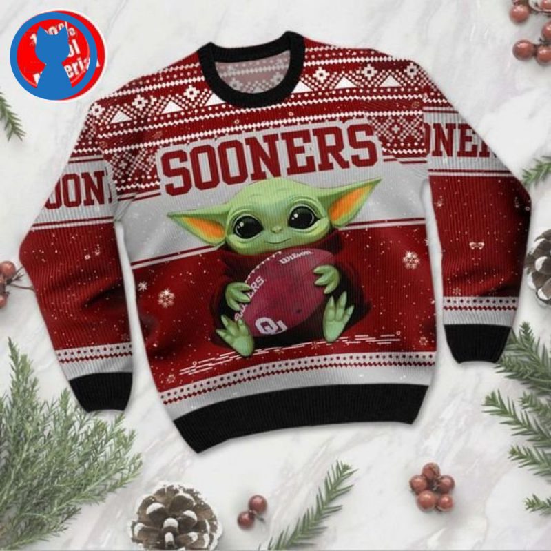 Baby Yoda Oklahoma Sooners Ugly Christmas Sweater 1
