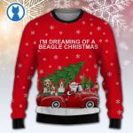 Beagle and Red Truck Ugly Christmas Sweater