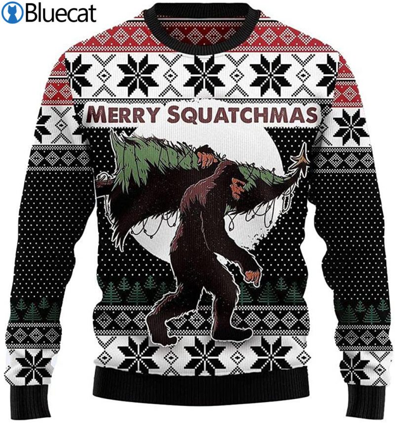 Bigfoot Merry Squatchmas Ugly Christmas Sweater