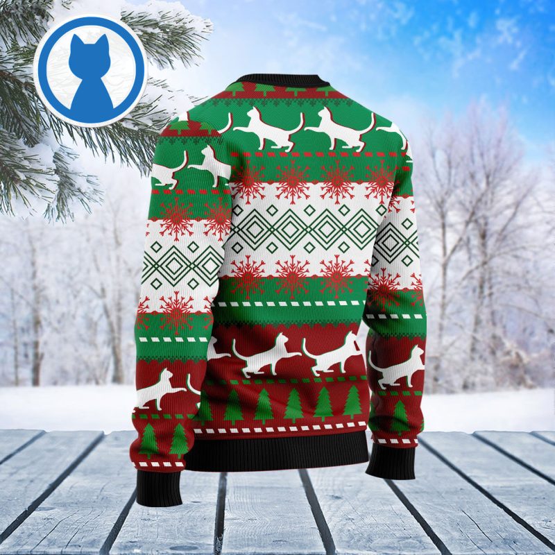 Black Cat Light Ugly Christmas Sweater 2