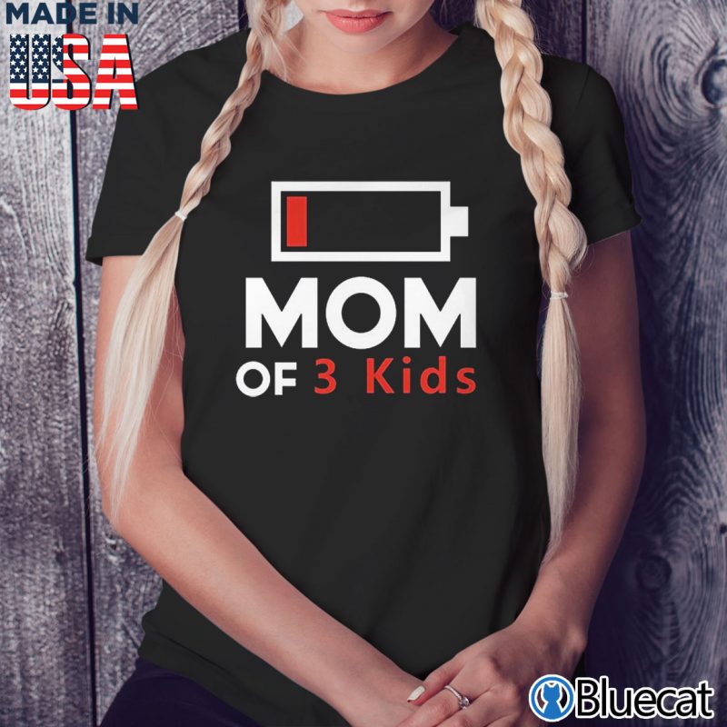 Black Ladies Tee Mom of 3 Kids T shirt
