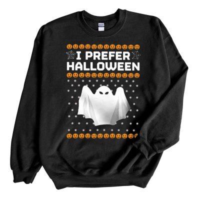 Black Sweatshirt I prefer Halloween Ugly Christmas Sweater