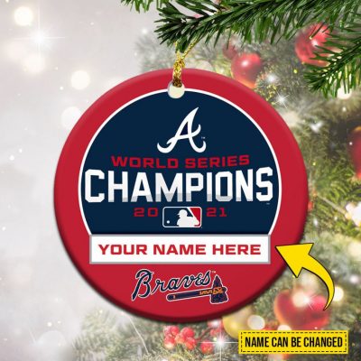 Custom Atlanta Braves World Series Champions 2021 Christmas Tree Ornament 2
