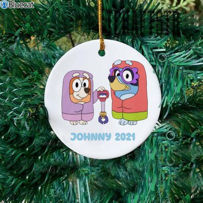 Custome Name Disney Bluey Family 2021 Christmas Ornament