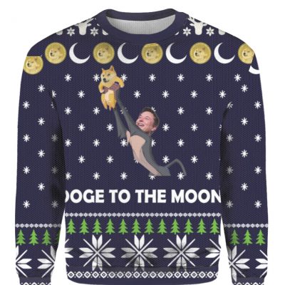 Elon Mush DogeCoin to the moon Christmas Sweater