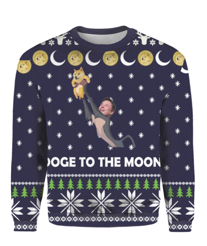 Elon Mush DogeCoin to the moon Christmas Sweater