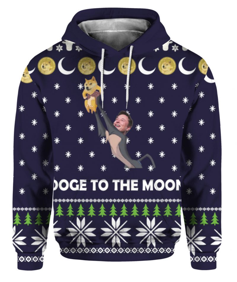 Elon Mush DogeCoin to the moon Christmas Sweater 3