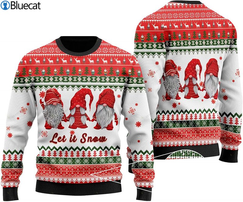 Garden Gnome Let It Snow Ugly Christmas Sweater