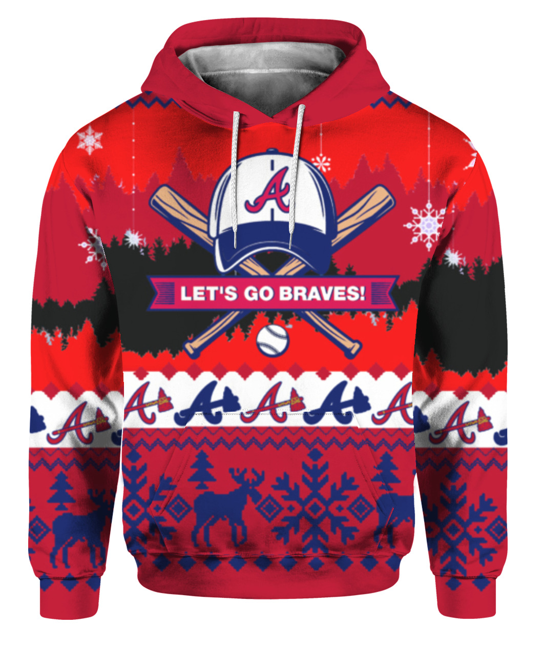 Atlanta Braves MLB Baseball Knit Pattern Ugly Christmas Sweater - Tagotee