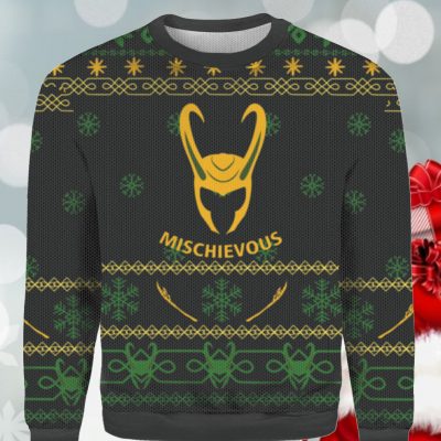 Marvel Loki Lokis Helmet Christmas Sweater