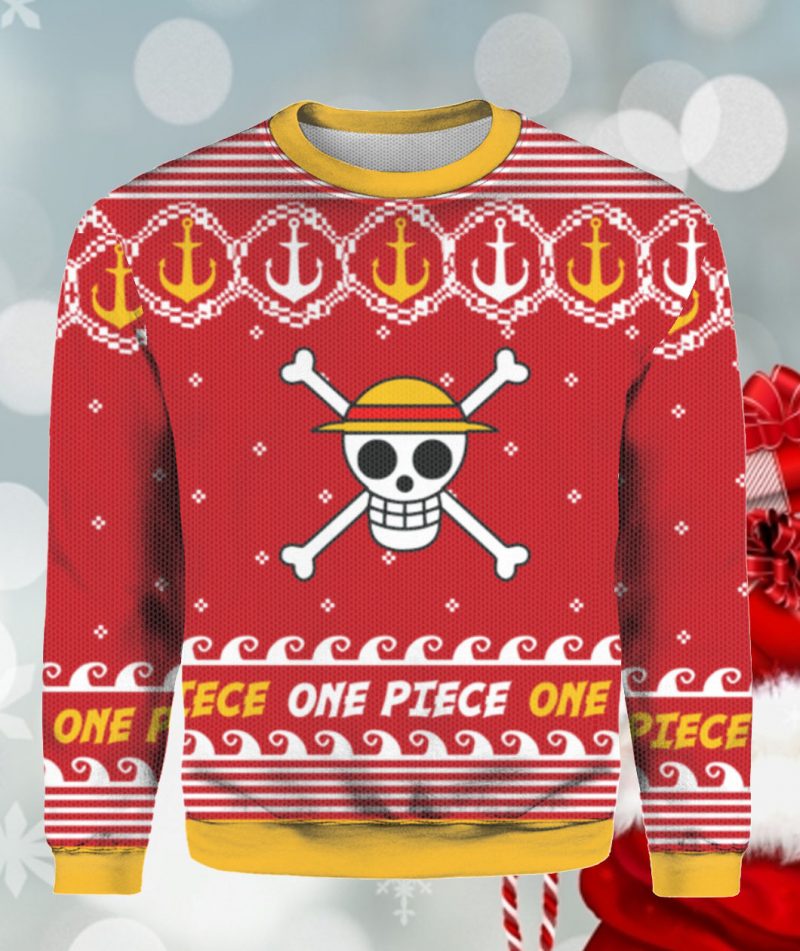 One Piece Straw Hat Pirates Jolly Roger Emblem Christmas sweater