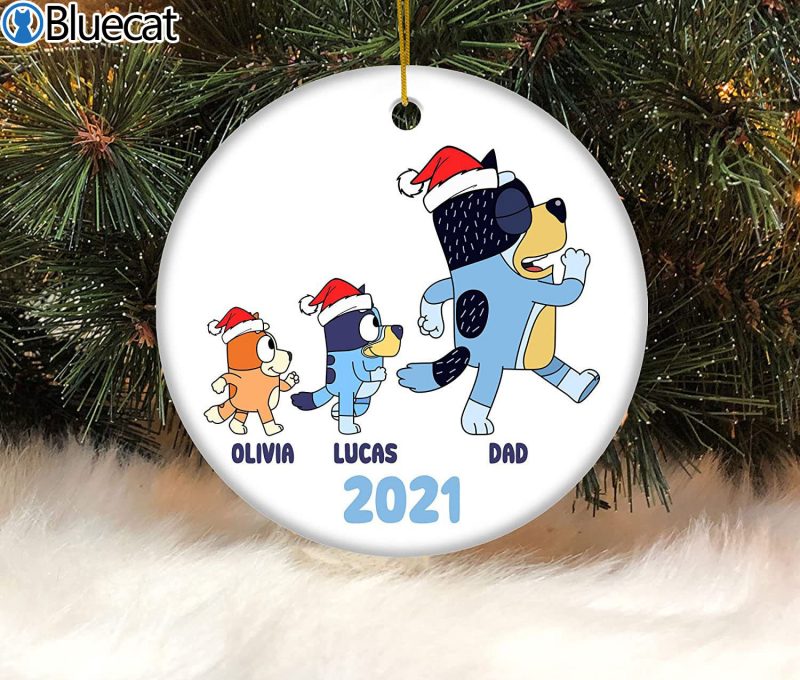 Personalize Bluey 2021 Christmas Ceramic Ornament 1 1