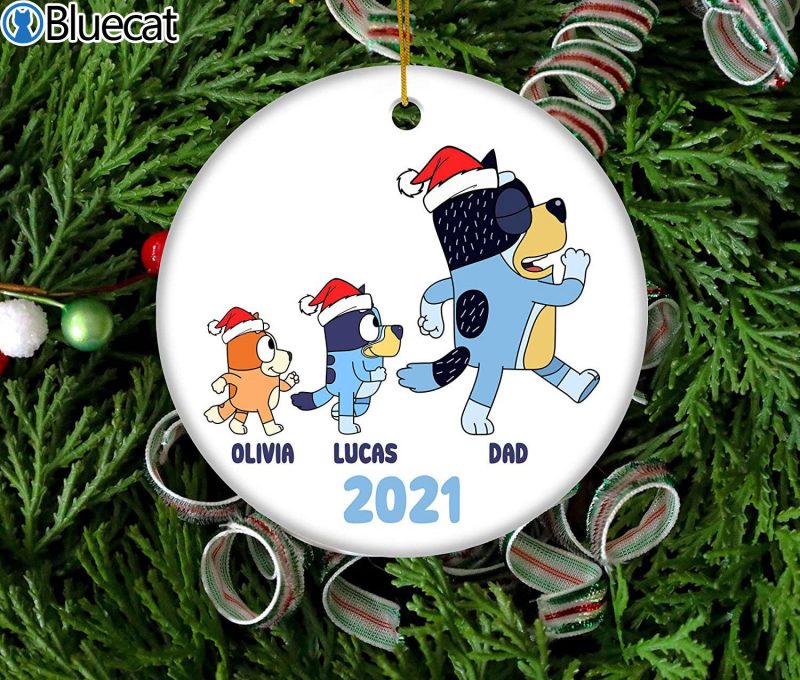 Personalize Bluey 2021 Christmas Ceramic Ornament 2 1