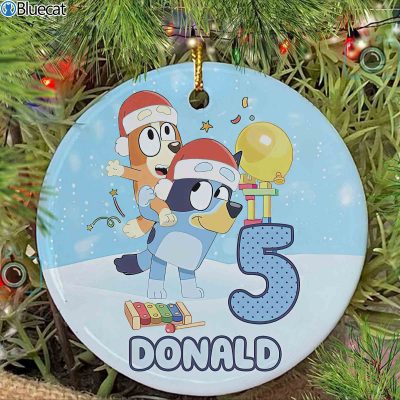 Personalized Bluey Christmas 2021 Ornament