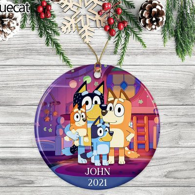 Personalized Family Bluey 2021 Christmas Ornaments