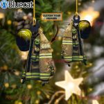 Personalized Firefighter Olive Uniform Christmas Ornament 2021