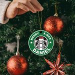 Personalized MERRY XMAS STARBUCKS Ornament - Bluecat