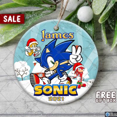 Personalized Sonic The Hedgehog Kids Christmas Ornament