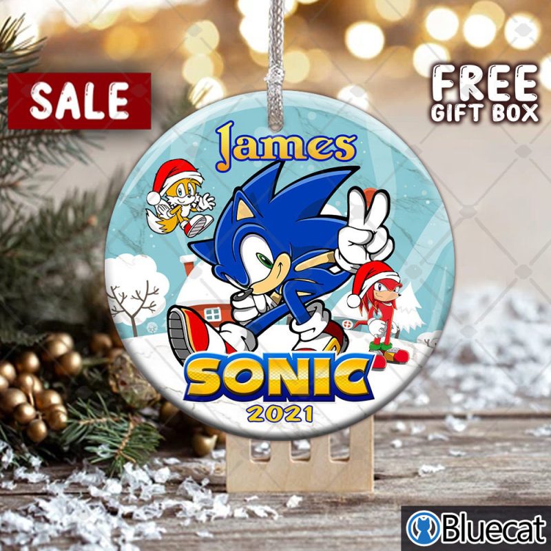 Personalized Sonic The Hedgehog Kids Christmas Ornament
