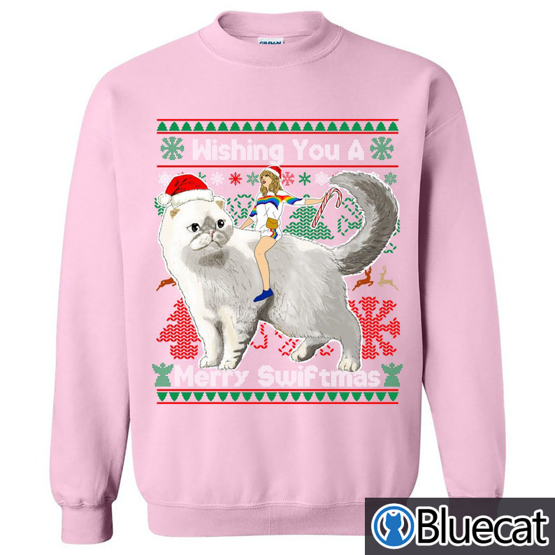 Taylor Swift wishing you a merry swiftmas Ugly Christmas Sweater 1