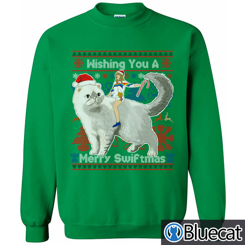 Taylor Swift wishing you a merry swiftmas Ugly Christmas Sweater 3