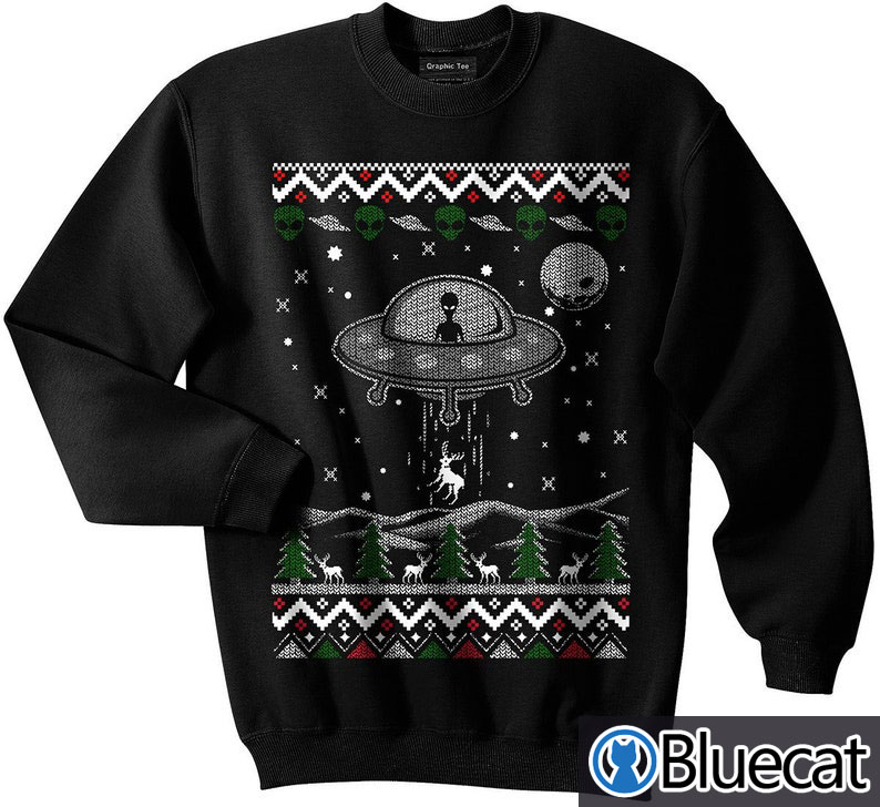 UFO Alien Spaceship Ugly Christmas Sweater