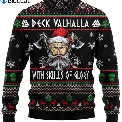 Viking Deck Valhalla mit Skulls of Glory Hässlicher Weihnachtspullover