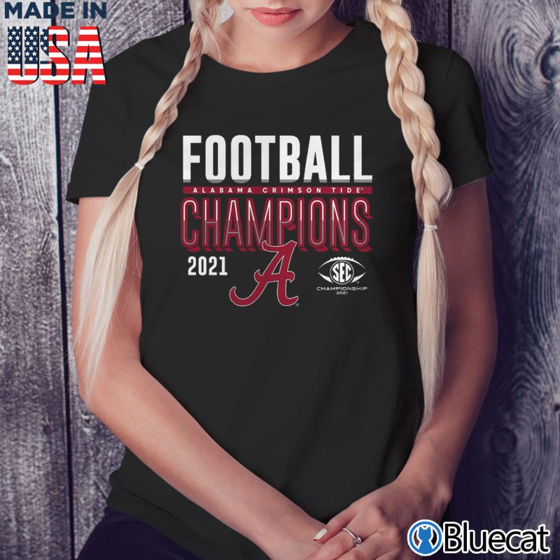 Black Ladies Tee Alabama Crimson Tide 2021 SEC Football Conference Champions Locker Room T Shirt