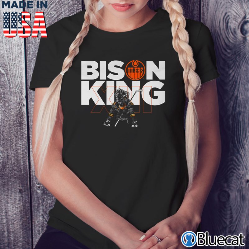 Black Ladies Tee Edmonton Oilers Bison King XIII T shirt