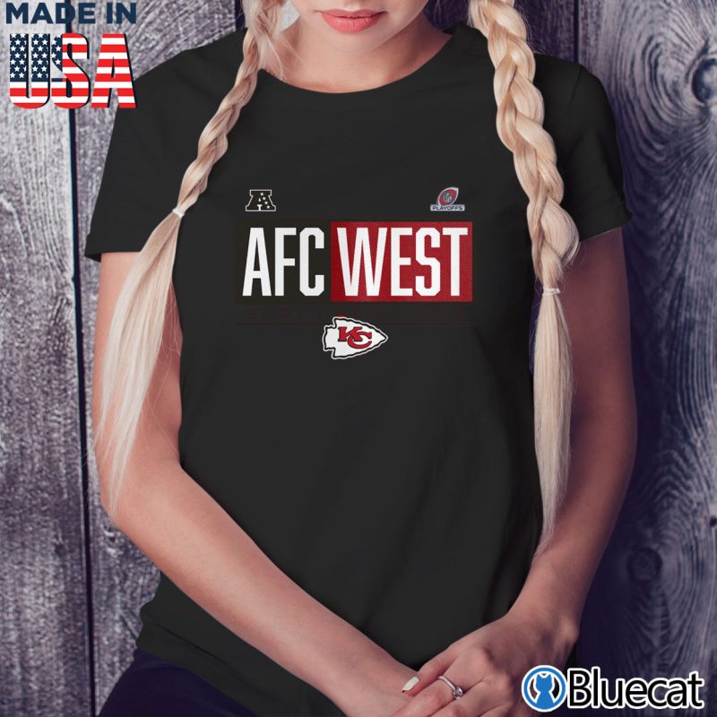 Black Ladies Tee Kansas City Chiefs 2021 AFC West Division Champions Blocked Favorite T Shirt