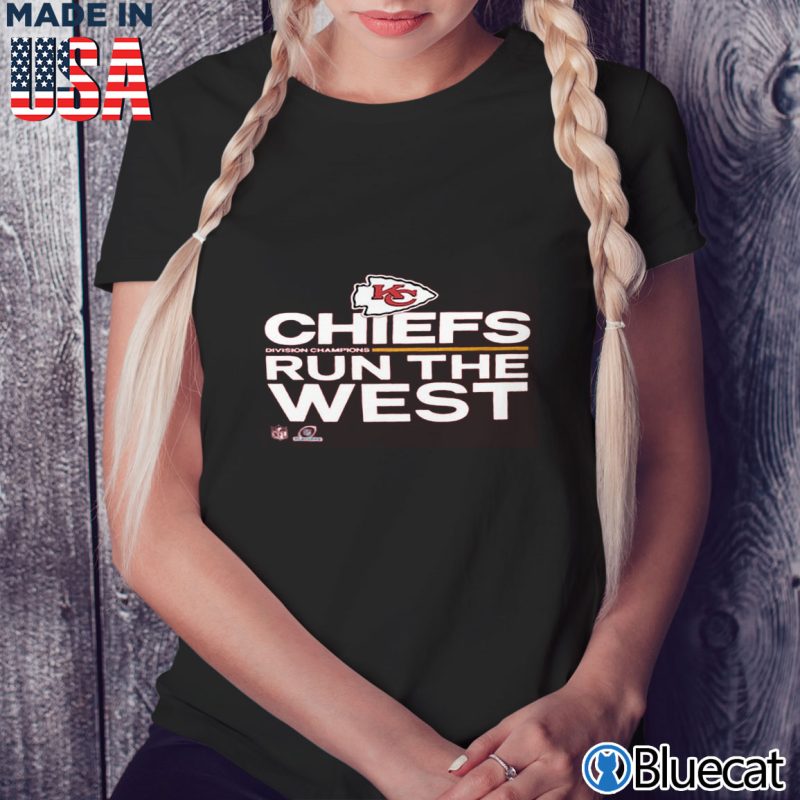 Black Ladies Tee Kansas City Chiefs 2021 AFC West Division Champions Trophy Collection T Shirt