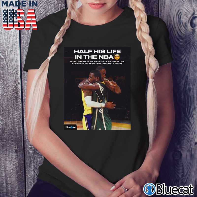 Black Ladies Tee LeBron James Half his life in the NBA T shirt