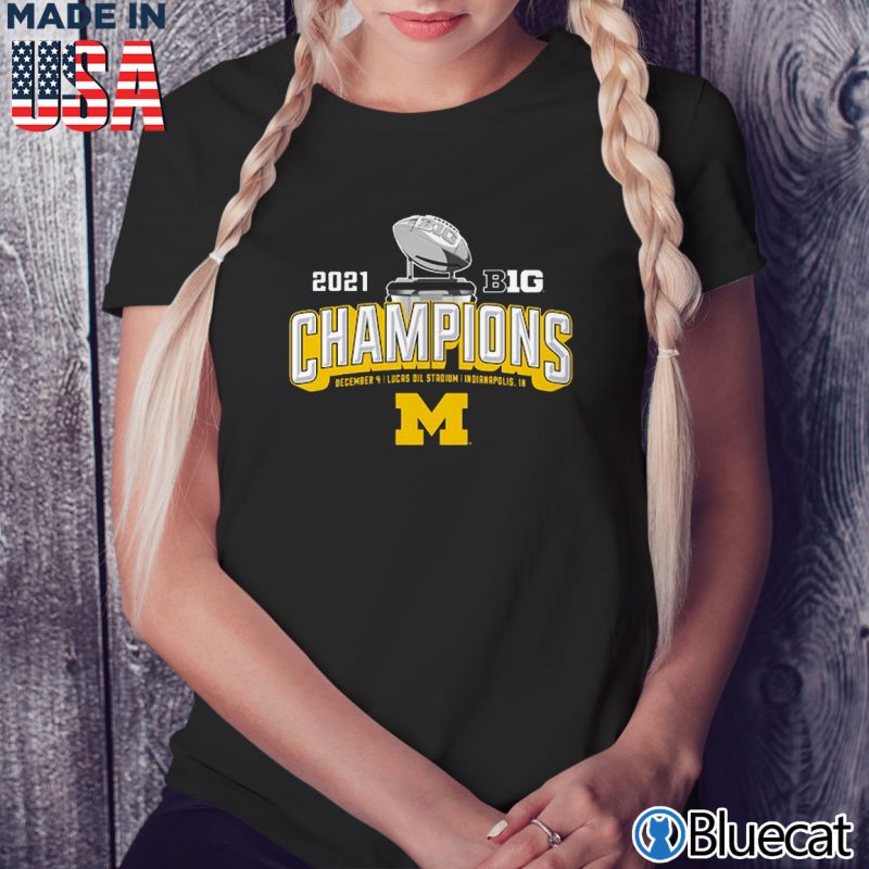 Black Ladies Tee Michigan Wolverines 2021 Big Ten Football Conference Champions Locker Room T Shirt