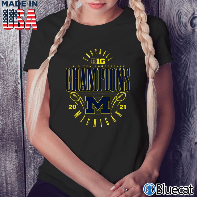 Black Ladies Tee Michigan Wolverines 2021 Big Ten Football Conference Champions T Shirt