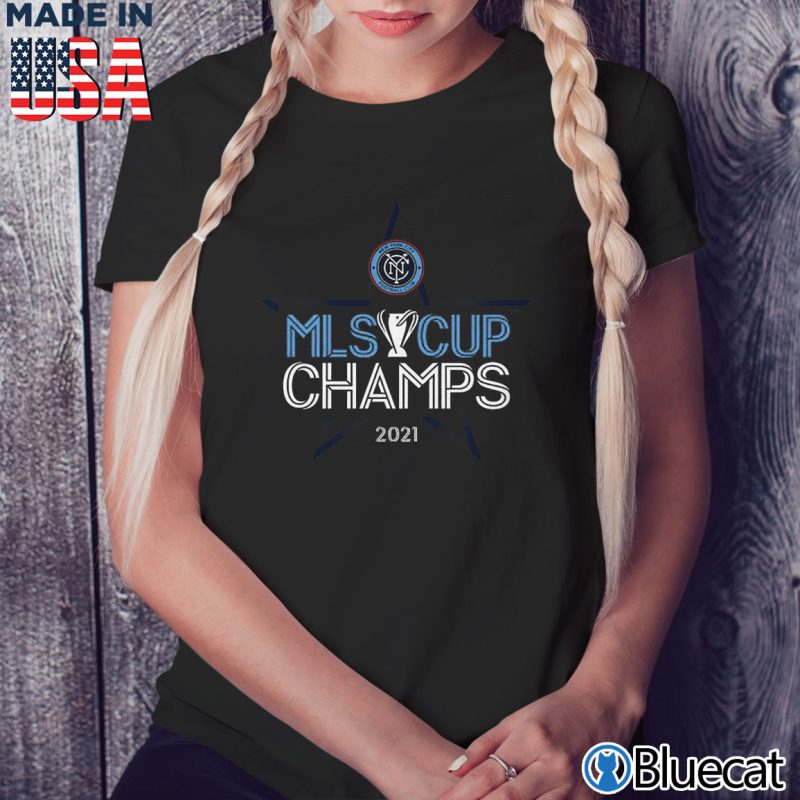 Black Ladies Tee New York City FC 2021 MLS Cup Champions Locker Room T Shirt