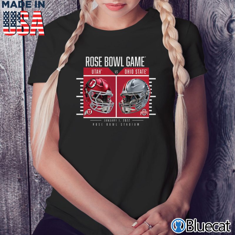Black Ladies Tee Ohio State Buckeyes vs Utah Utes 2022 Rose Bowl Matchup Coin Flip T Shirt